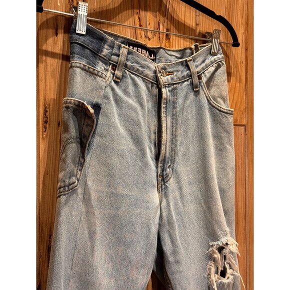 LAMBERT / Levis Up-Cycled Distressed Re-Purposed Lambert Womens Jeans 26 Blue De - Picture 2 of 12